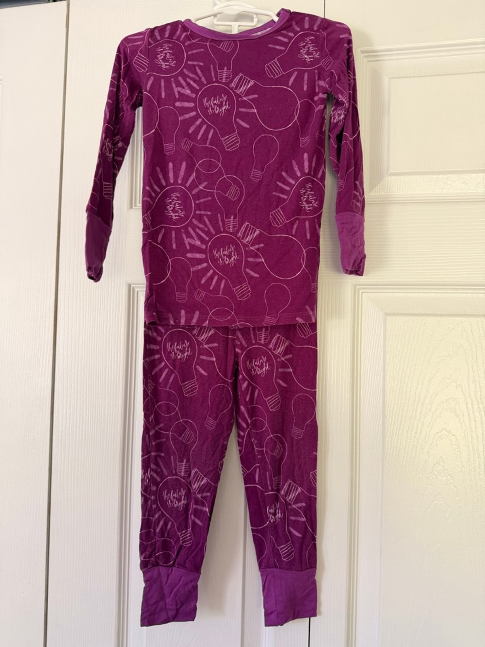 Bamboo Kids Long Sleeve Purple Lightbulb Pajama Set